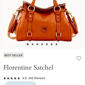 Dooney & Bourke Orange Brown Satchel with Rolled Handles and Detachable Strap